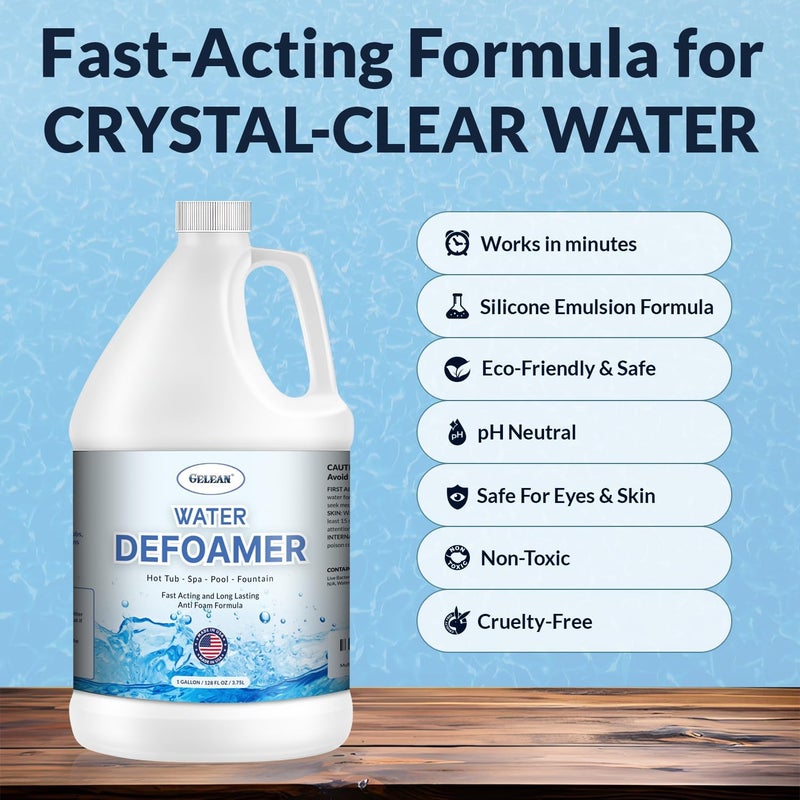 GELEAN Hot Tub Defoamer - Pool, Fountain, Spa Anti Foam Defoamer -128oz- Eco Friendly & Safe Water Anti Foam - Quickly Removes & Prevents Foam - Silicone Emulsion HotTub Chemicals Made in USA, - Image 2